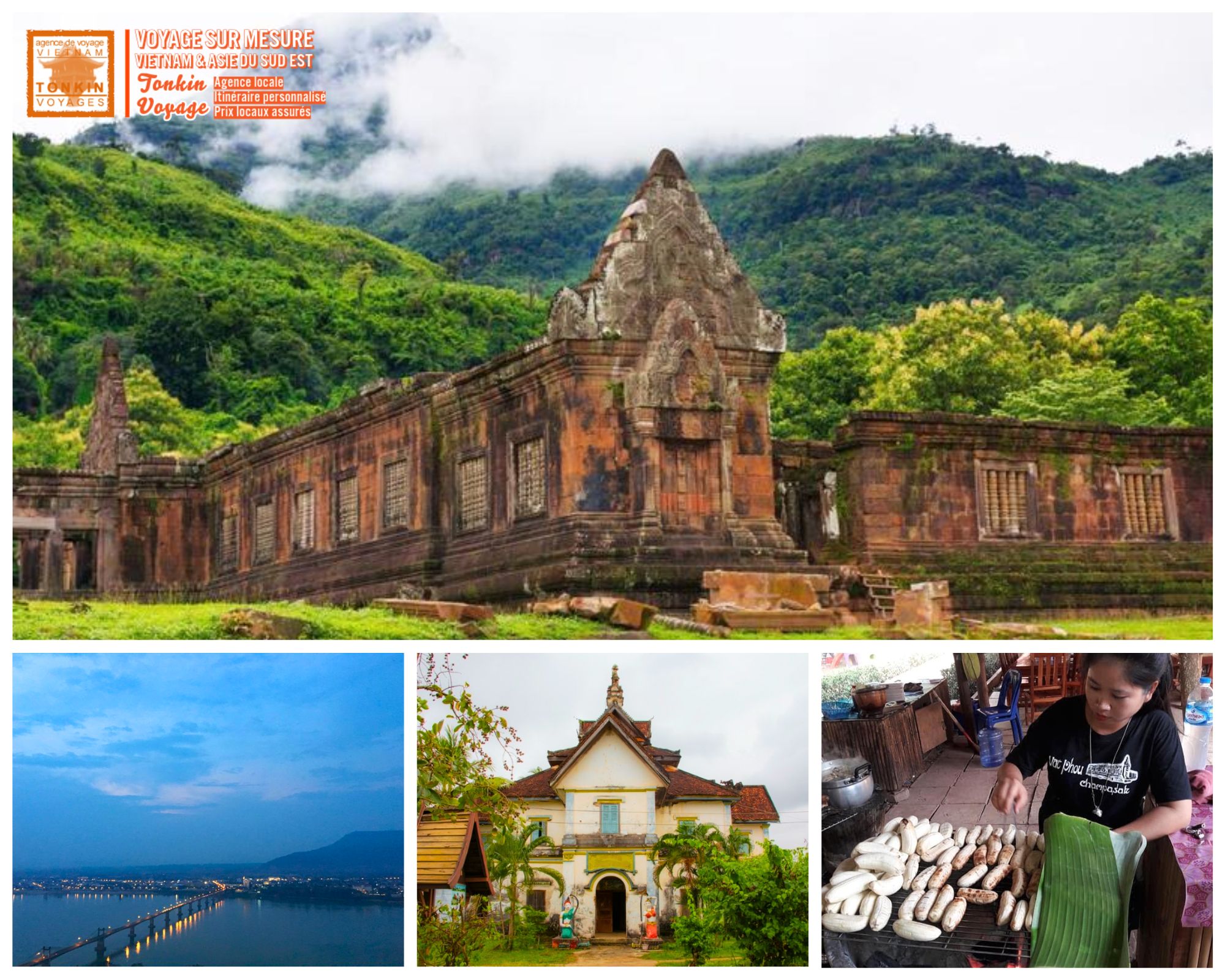 D&eacute;couvrez Champassak au Laos : Vat Phu, Bolovens, M&eacute;kong, 4000 &icirc;les et cascades du sud Laos. Guide complet des sites &agrave; d&eacute;couvrir avec Tonkin Voyage.